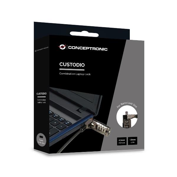 LUCCHETTO PER NOTEBOOK A COMBINAZIONE, slot per lucchetto nano, 1,8 m 6