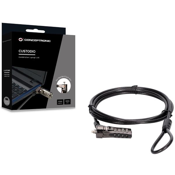 LUCCHETTO PER NOTEBOOK A COMBINAZIONE, slot di blocco standard, 1,8 m 3