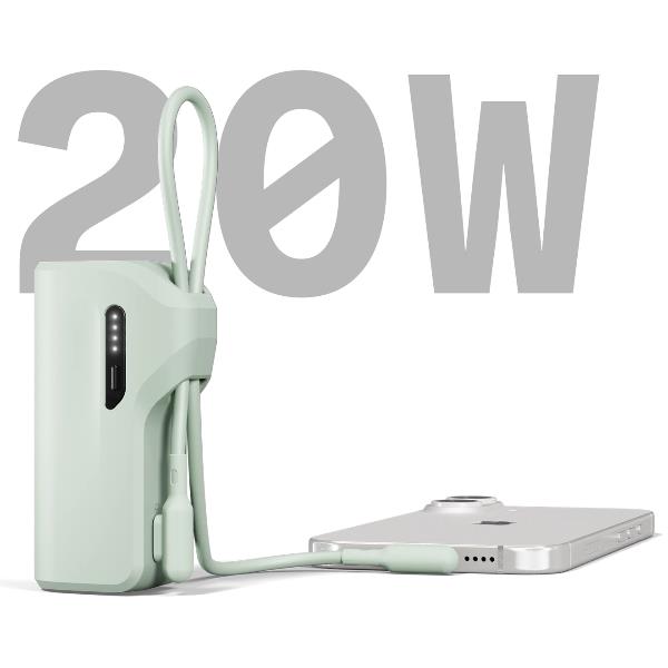 Cygnett Cygnett Battery bank Thumboost 5K Powerbank con cavo integrato (menta)