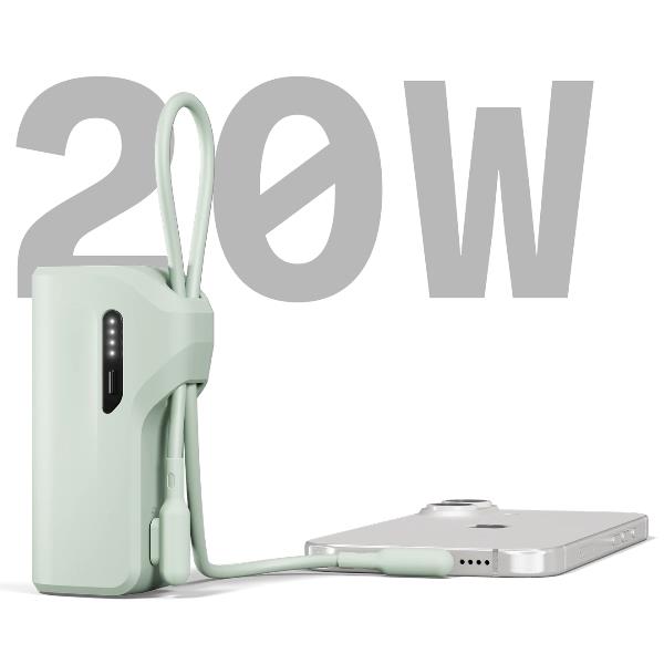 Cygnett Battery bank Thumboost 5K Powerbank con cavo integrato (menta) 2