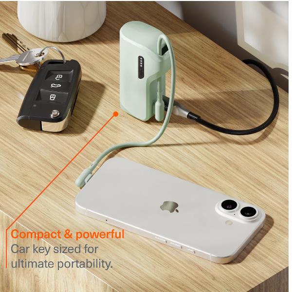 Cygnett Battery bank Thumboost 5K Powerbank con cavo integrato (menta) 4