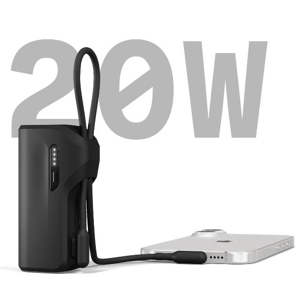 Cygnett Cygnett Battery bank Thumboost 5K Powerbank con cavo integrato (NERO)