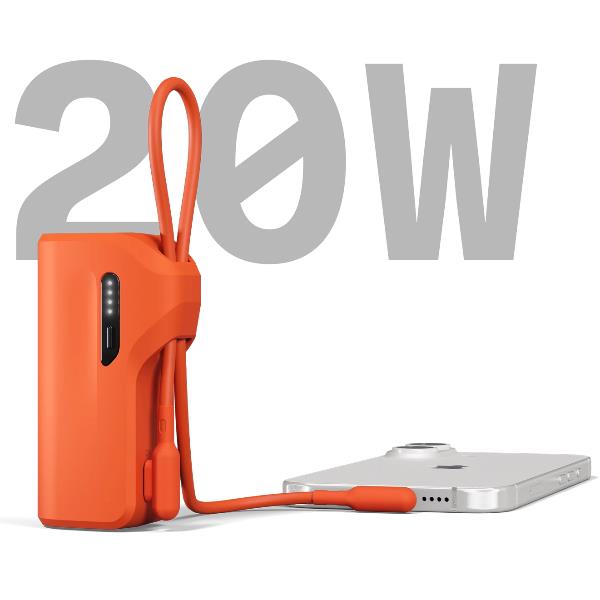Cygnett Cygnett Battery bank Thumboost 5K Powerbank con cavo integrato (ORANGE)