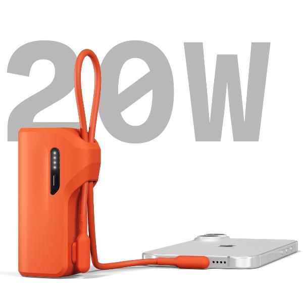Cygnett Battery bank Thumboost 5K Powerbank con cavo integrato (ORANGE) 5
