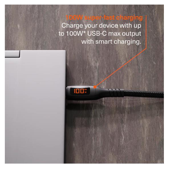 Unite Intelli-Cable USB-C with LED Display 1M Black 4