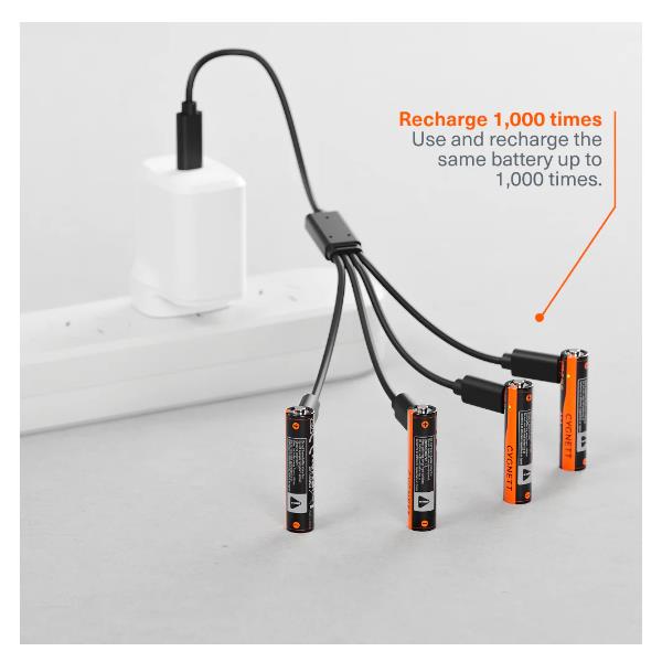AAA USB-C Rechargeable Battery - 4 Pack - Black 3