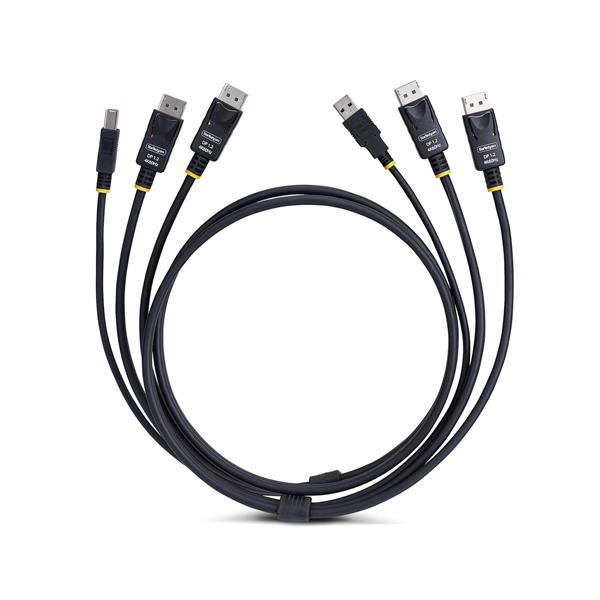 Cavo KVM con doppia porta DisplayPort e USB 5 Gbps da 1,8m, 4K 60 Hz, DP 1.2/USB 3.0 universalmente compatibile per switch KVM a doppio monitor 2