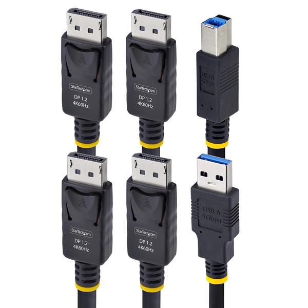 Cavo KVM con doppia porta DisplayPort e USB 5 Gbps da 1,8m, 4K 60 Hz, DP 1.2/USB 3.0 universalmente compatibile per switch KVM a doppio monitor 4