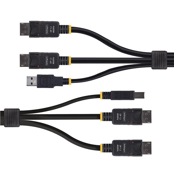Cavo KVM con doppia porta DisplayPort e USB 5 Gbps da 1,8m, 4K 60 Hz, DP 1.2/USB 3.0 universalmente compatibile per switch KVM a doppio monitor 5