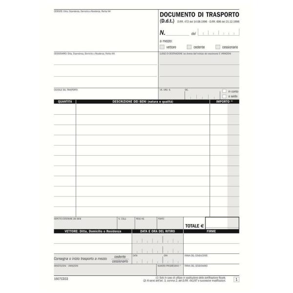 DATA UFFICIO Documento di trasporto