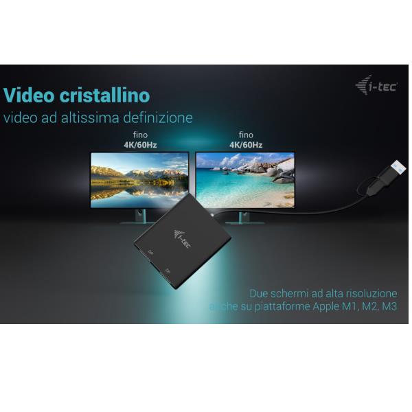 Adattatore Video Universale USB-A/USB-C a Doppio Monitor Display Port 4K (2xDP) 3