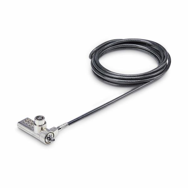 StarTech Cavo di Sicurezza per Notebook a duplice accesso da 2m, con chiave identica e a combinazione per dispositivi K-Slot, cavo d'acciaio antifurto per laptop