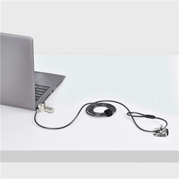 Cavo di Sicurezza per Notebook a duplice accesso da 2m, con chiave identica e a combinazione per dispositivi K-Slot, cavo d'acciaio antifurto per laptop 11