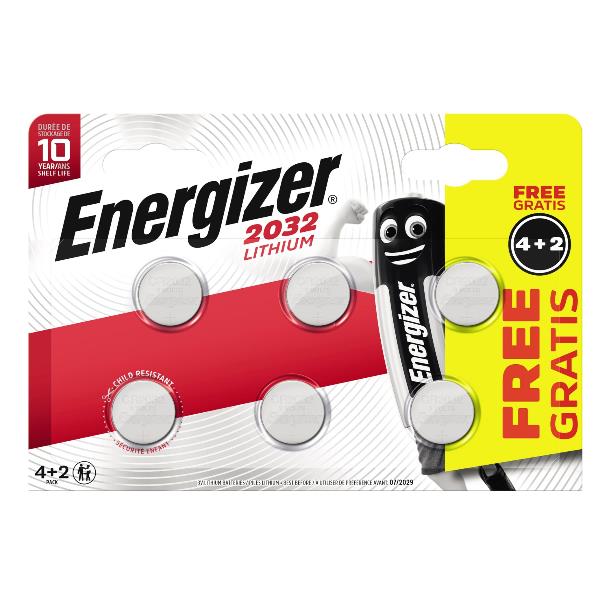 4 + 2 Batteria a bottone CR 2032 Litio 240 mAh 3 V 2