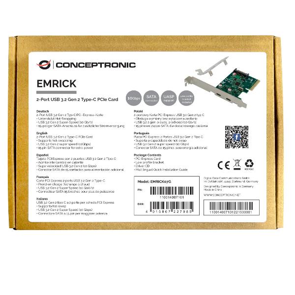 SCEHDA PCI EXPRESS 2 PORTE USB 3.2 Gen 2 Type-C 3