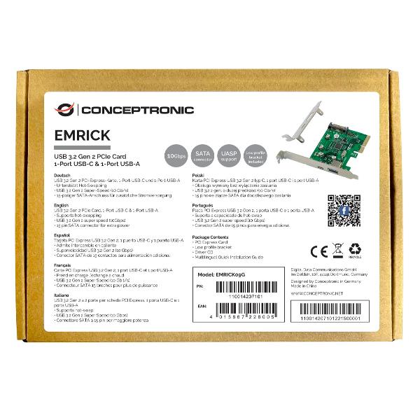 SCHEDA PCI EXPRESS USB 3.2 Gen 2, 1 porta USB-C + 1 porta USB-A 3