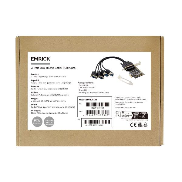 SCHEDA PCI EXPRESS 4-PORTE SERIALE DB9 RS232 4