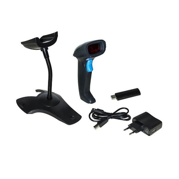 LETTORE CODICI A BARRE LASER WIRELESS CON RICEVITORE USB E SUPPORTO 4
