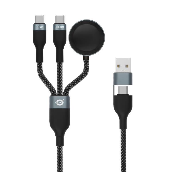 CAVO DATI CON RICARICA RAPIDA 3-in-1 da 100W, 1,5m, USB-C, 5A, E-Mark (caricatore Apple Watch) 2