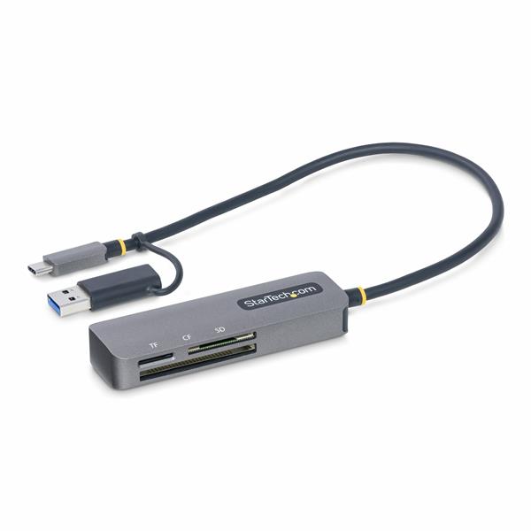 StarTech Lettore di schede di memoria multimediale USB 3.0, lettore di schede SD/microSD/CompactFlash, adattatore portatile di schede USB 5Gbps, lettore esterno di schede USB-C con adattato