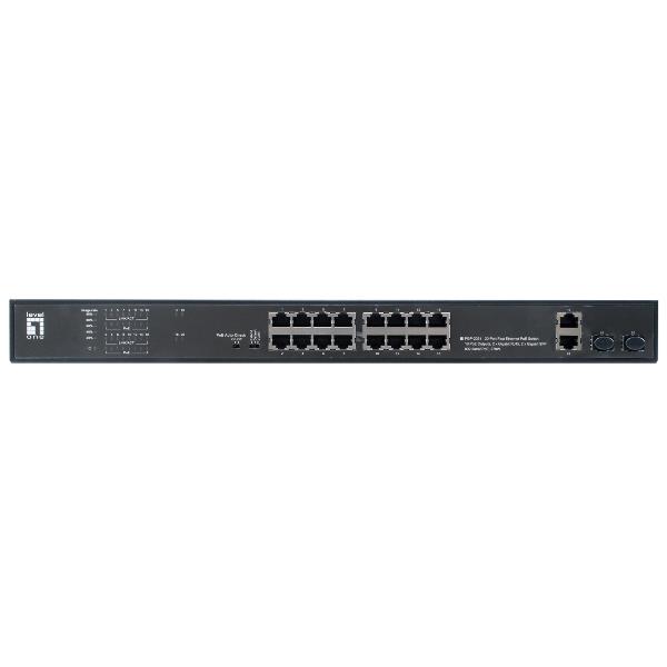 LEVELONE FGP-2031 - SWITCH 20-PORTE FAST ETHERNET POE 270W, 16x PoE, 2x Gigabit RJ45 + 2x Gigabit SFP 2