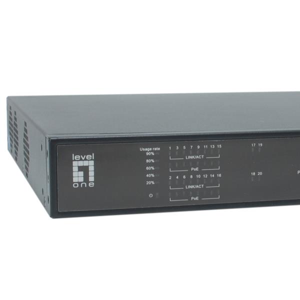 LEVELONE FGP-2031 - SWITCH 20-PORTE FAST ETHERNET POE 270W, 16x PoE, 2x Gigabit RJ45 + 2x Gigabit SFP 3