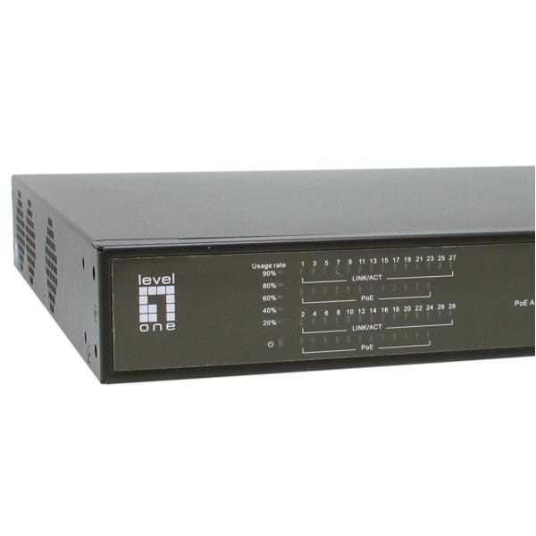LEVELONE FGP-2831 - SWITCH 28-PORTE FAST ETHERNET POE 390W - 24x PoE + 2x Gigabit RJ45 + 2x Gigabit SFP 8