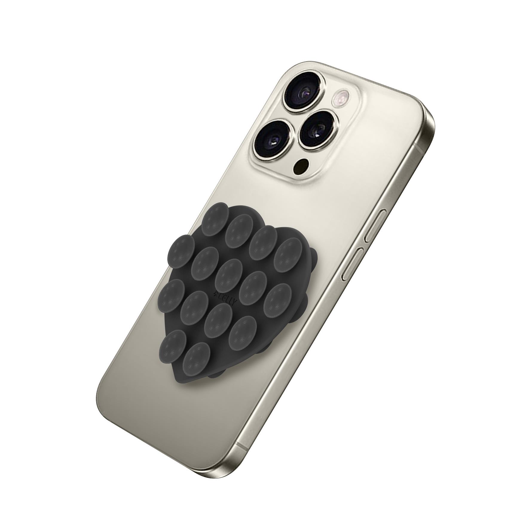 FIXHEART - Ventosa d applicare sul retro dello smartphone, utilizzo video e selfie, materiale silicone, tenuta forte, forma di cuore 3