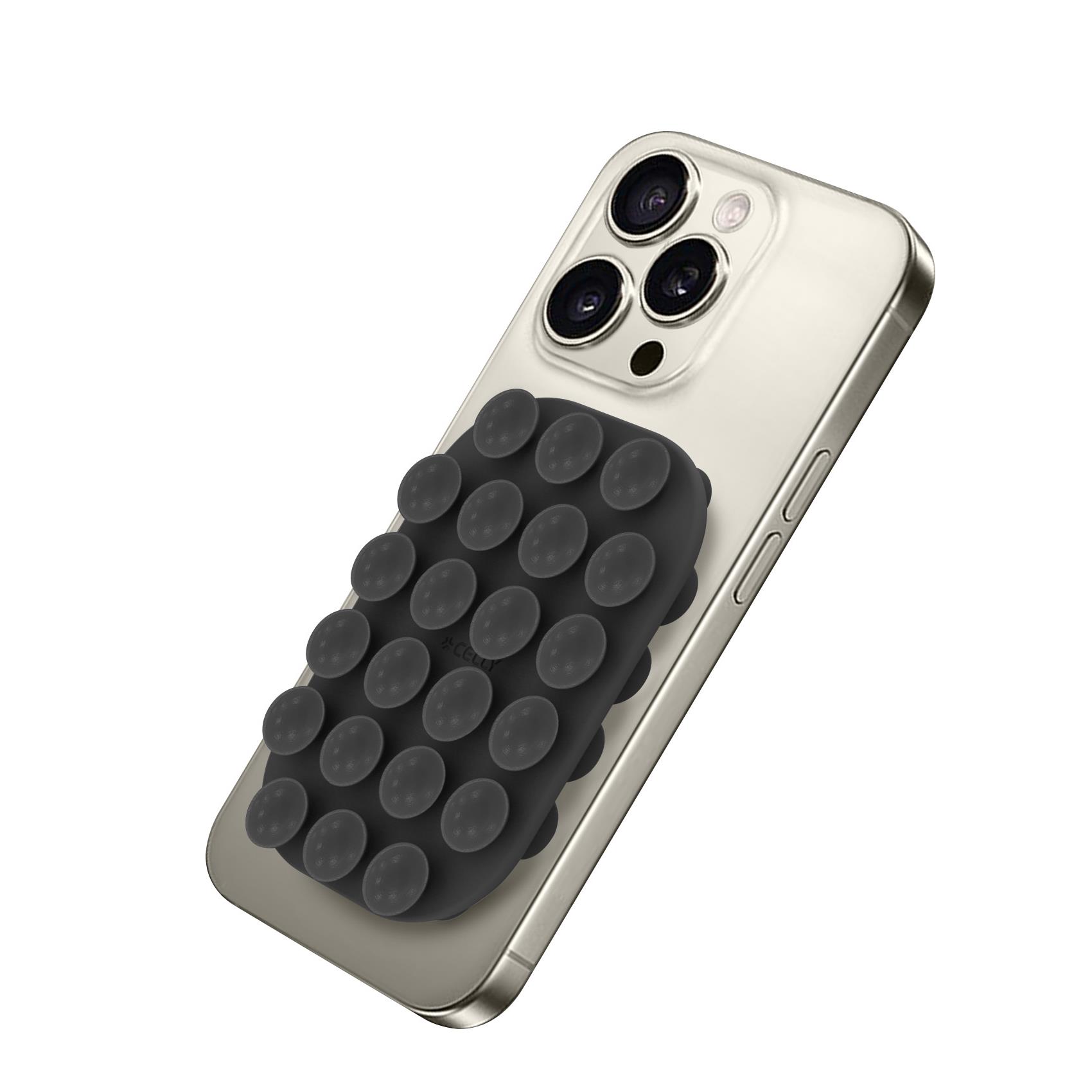 CELLY FIXSQUARE- Ventosa d applicare sul retro dello smartphone, utilizzo video e selfie, materiale silicone, tenuta forte, forma quadrata
