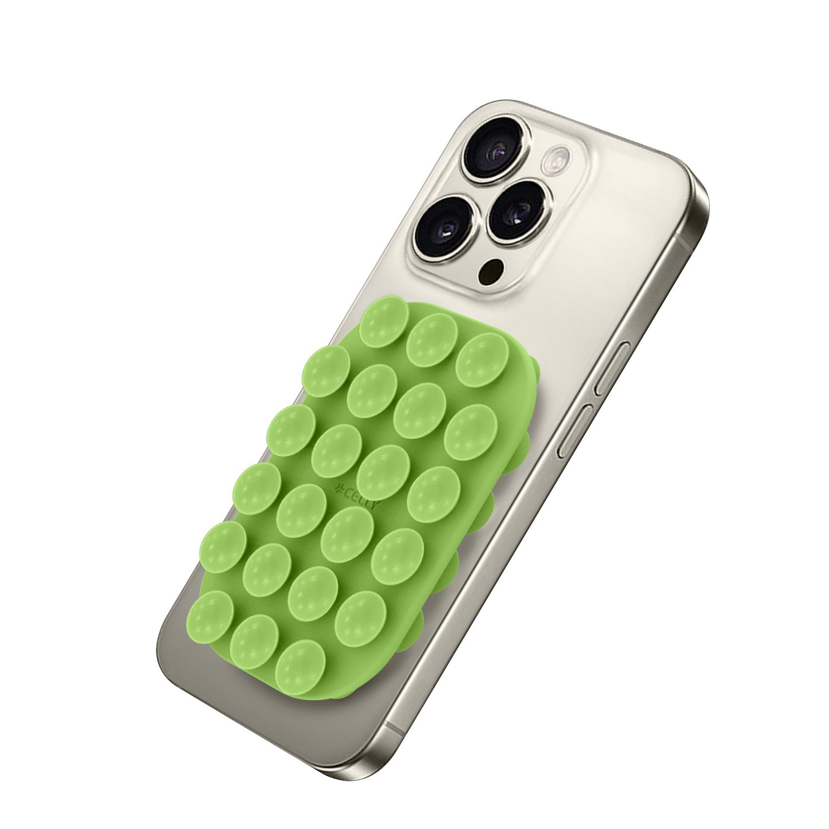 CELLY FIXSQUARE- Ventosa d applicare sul retro dello smartphone, utilizzo video e selfie, materiale silicone, tenuta forte, forma quadrata