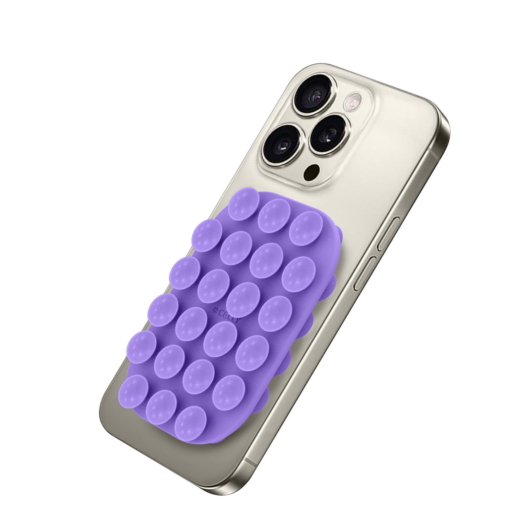 CELLY FIXSQUARE- Ventosa d applicare sul retro dello smartphone, utilizzo video e selfie, materiale silicone, tenuta forte, forma quadrata