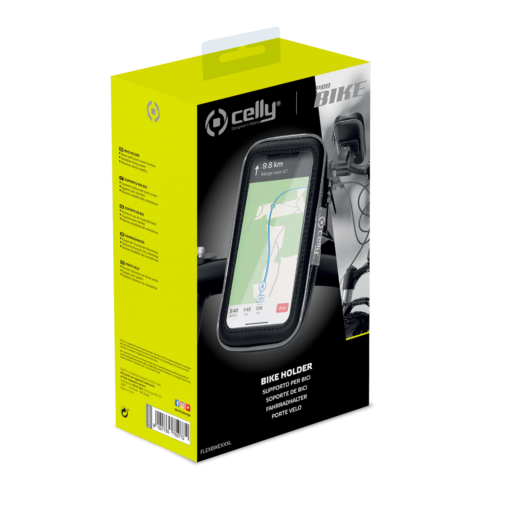 FLEXBIKE - Supporto universale per smartphone, utilizzo con manubri tubolari di bici e ebike, custodia impermeabile, funzione touch screen, morsetto regolabile 6