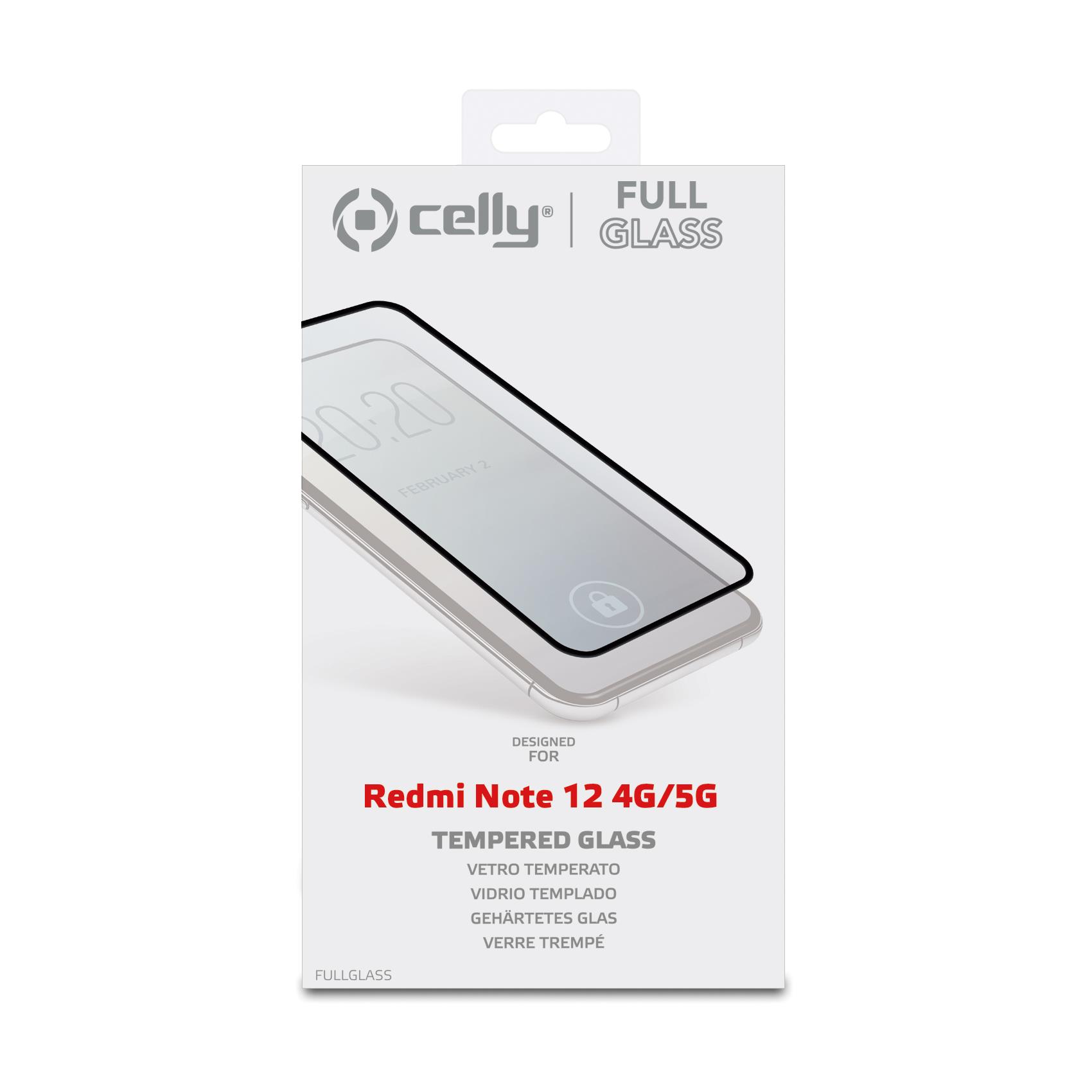 FULLGLASS - Vetro 9H con bordo colorato nero compatibile con Xiaomi Redmi Note 12 4G/ Redmi Note 12 5G 4