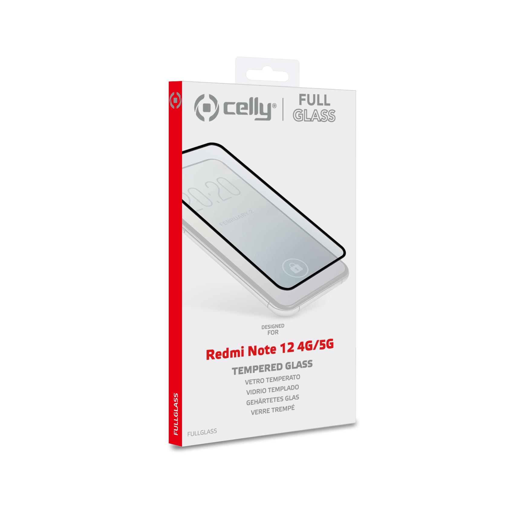 FULLGLASS - Vetro 9H con bordo colorato nero compatibile con Xiaomi Redmi Note 12 4G/ Redmi Note 12 5G 5