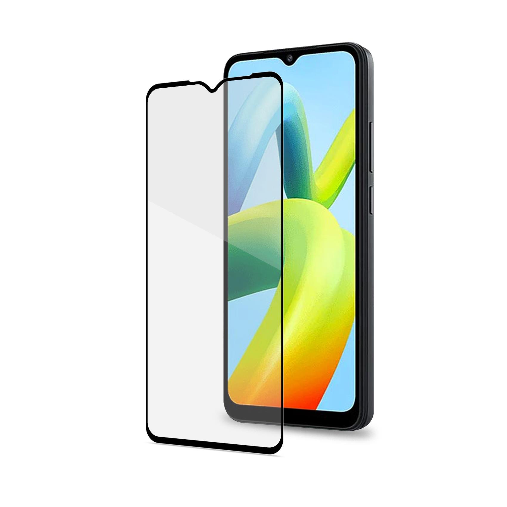 FULLGLASS - Vetro 9H con bordo colorato nero compatibile con Xiaomi Redmi A1/ Redmi A2 3