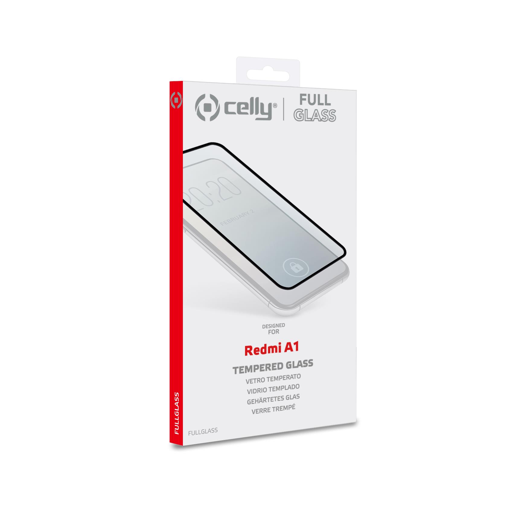 FULLGLASS - Vetro 9H con bordo colorato nero compatibile con Xiaomi Redmi A1/ Redmi A2 4