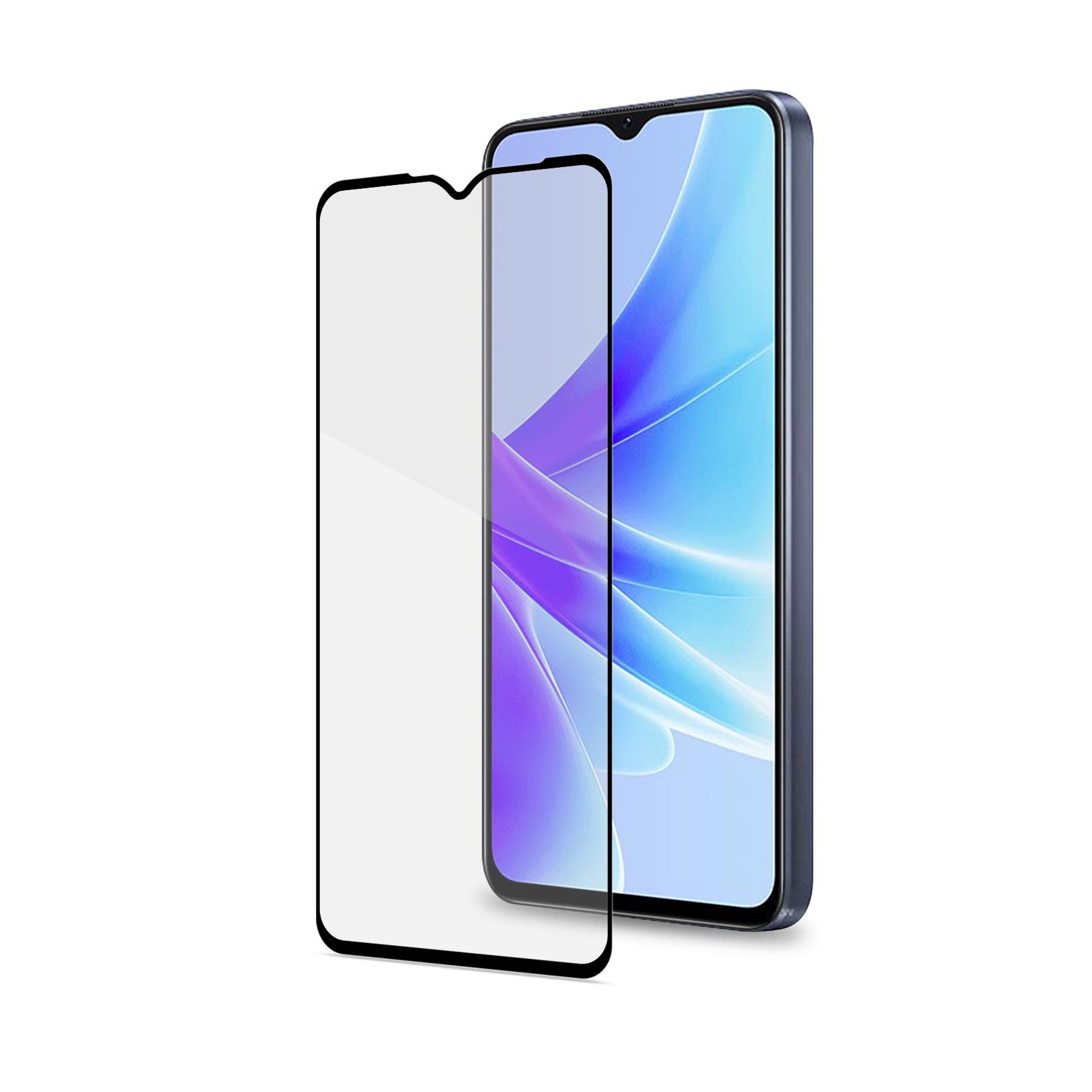 CELLY FULLGLASS - Vetro 9H con bordo colorato nero compatibile con Oppo A57s/ A57 4G/ A77 5G