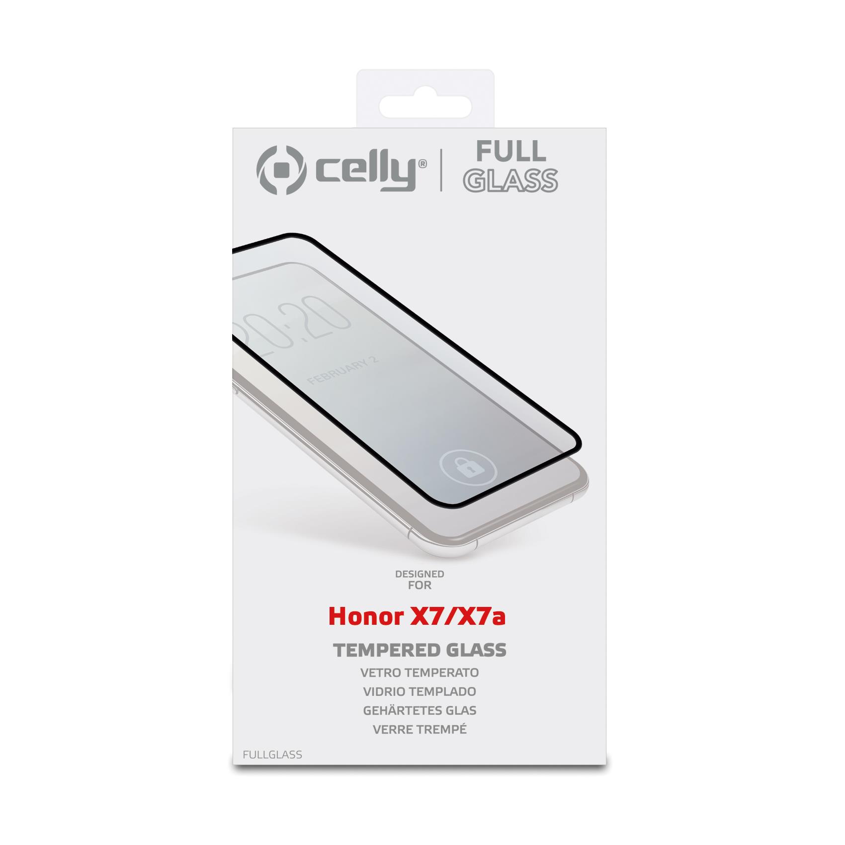 FULLGLASS - Vetro 9H con bordo colorato nero compatibile con Honor X7a/ Honor X7 4