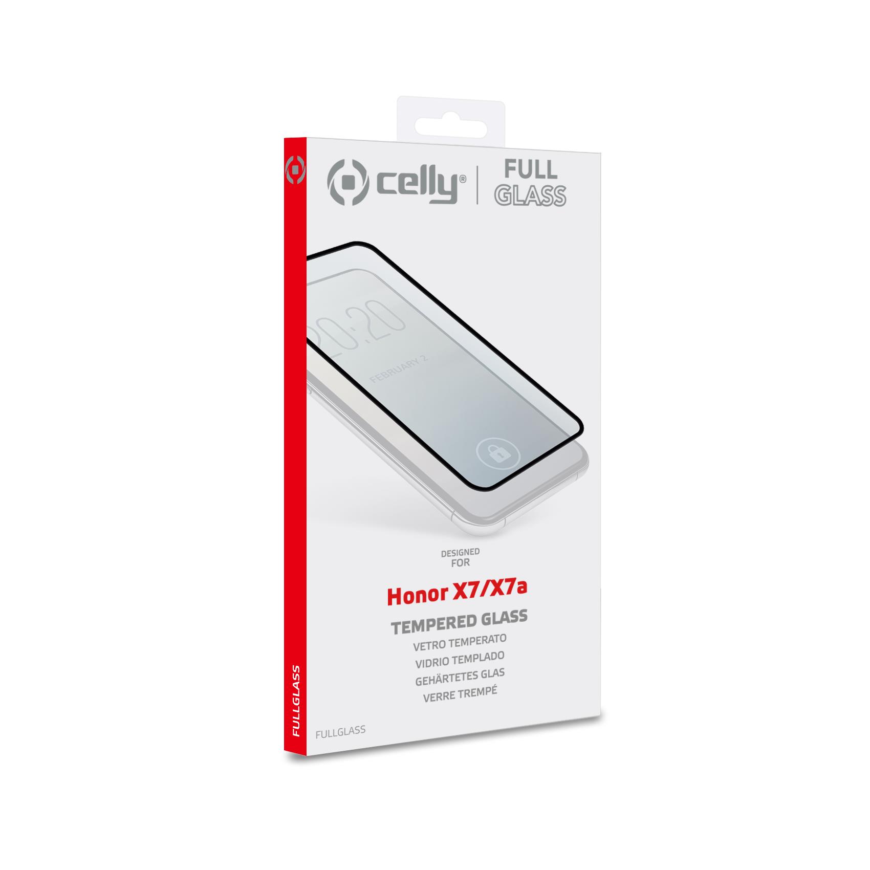FULLGLASS - Vetro 9H con bordo colorato nero compatibile con Honor X7a/ Honor X7 5