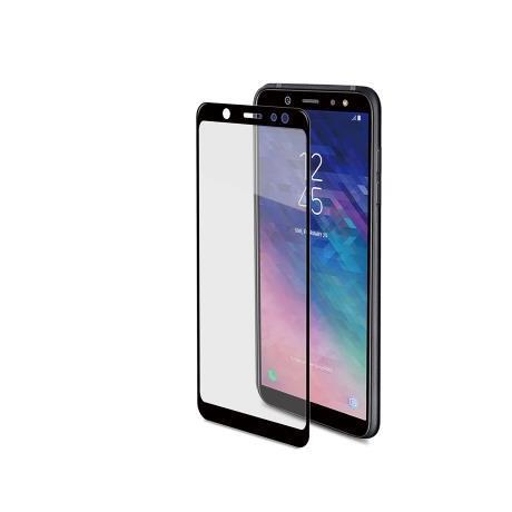 CELLY FULLGLASS - Vetro 9H con bordo colorato nero compatibile con Samsung Galaxy A6+ 2018