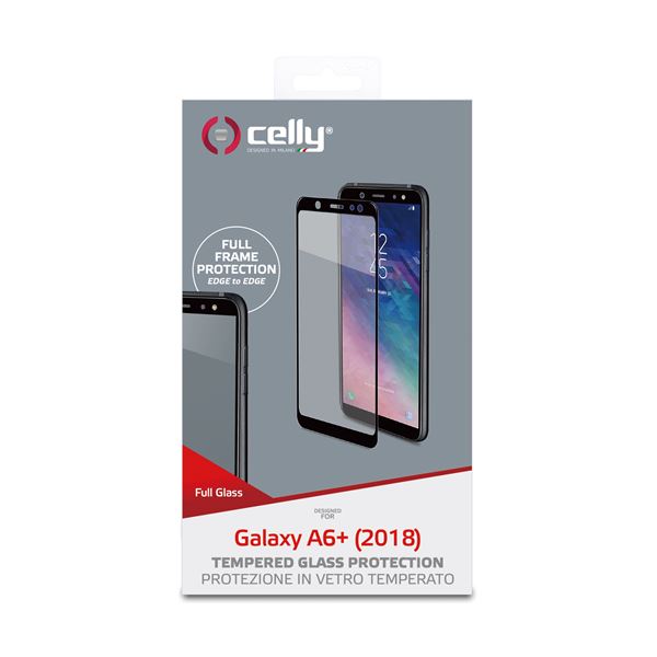 FULLGLASS - Vetro 9H con bordo colorato nero compatibile con Samsung Galaxy A6+ 2018 4
