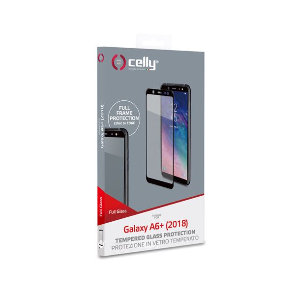 FULLGLASS - Vetro 9H con bordo colorato nero compatibile con Samsung Galaxy A6+ 2018 5