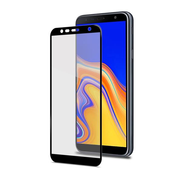 CELLY FULLGLASS - Vetro 9H con bordo colorato nero compatibile con Samsung Galaxy J4+