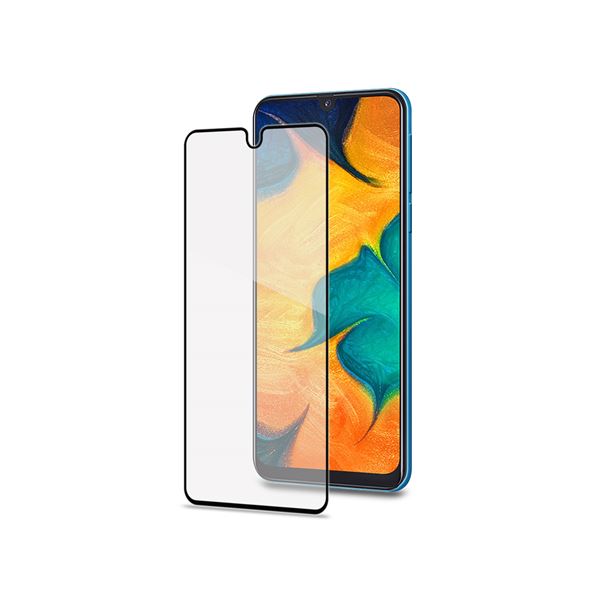 CELLY FULLGLASS - Vetro 9H con bordo colorato nero compatibile con Samsung Galaxy A40/ A40 Enterprise Edition