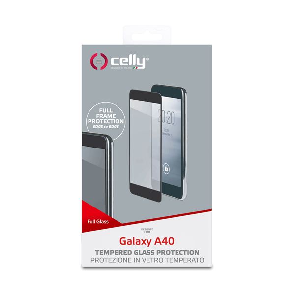 FULLGLASS - Vetro 9H con bordo colorato nero compatibile con Samsung Galaxy A40/ A40 Enterprise Edition 2