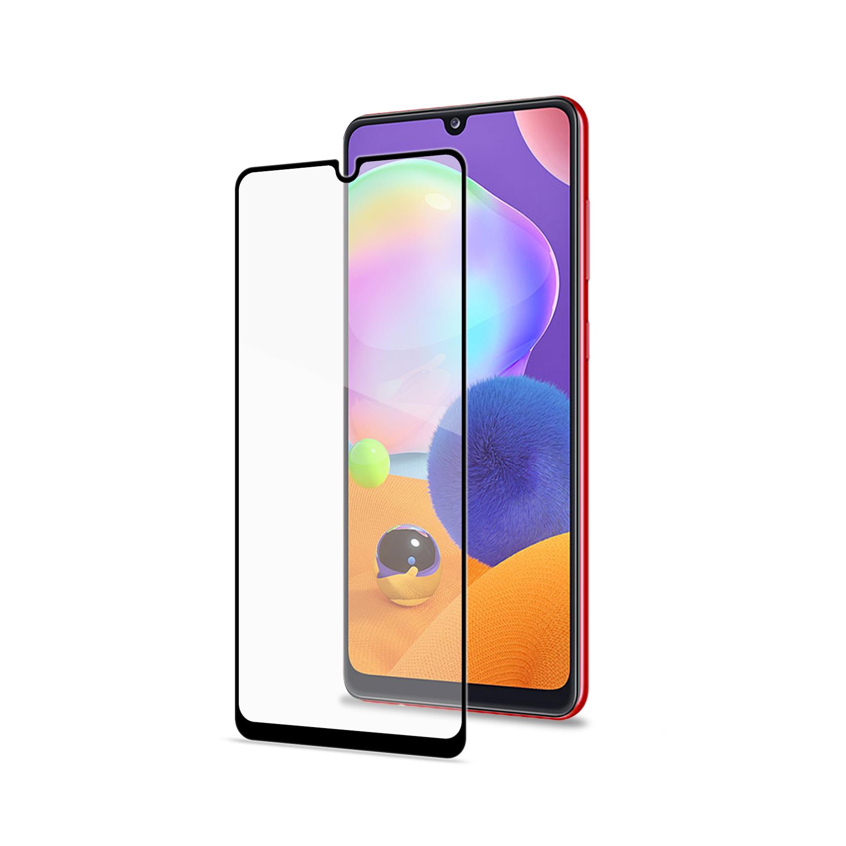 CELLY FULLGLASS - Vetro 9H con bordo colorato nero compatibile con Samsung Galaxy A31/ A32 4G/ A32 4G EE/ M32 4G/ A33 5G/ A33 5G EE/ A22 4G
