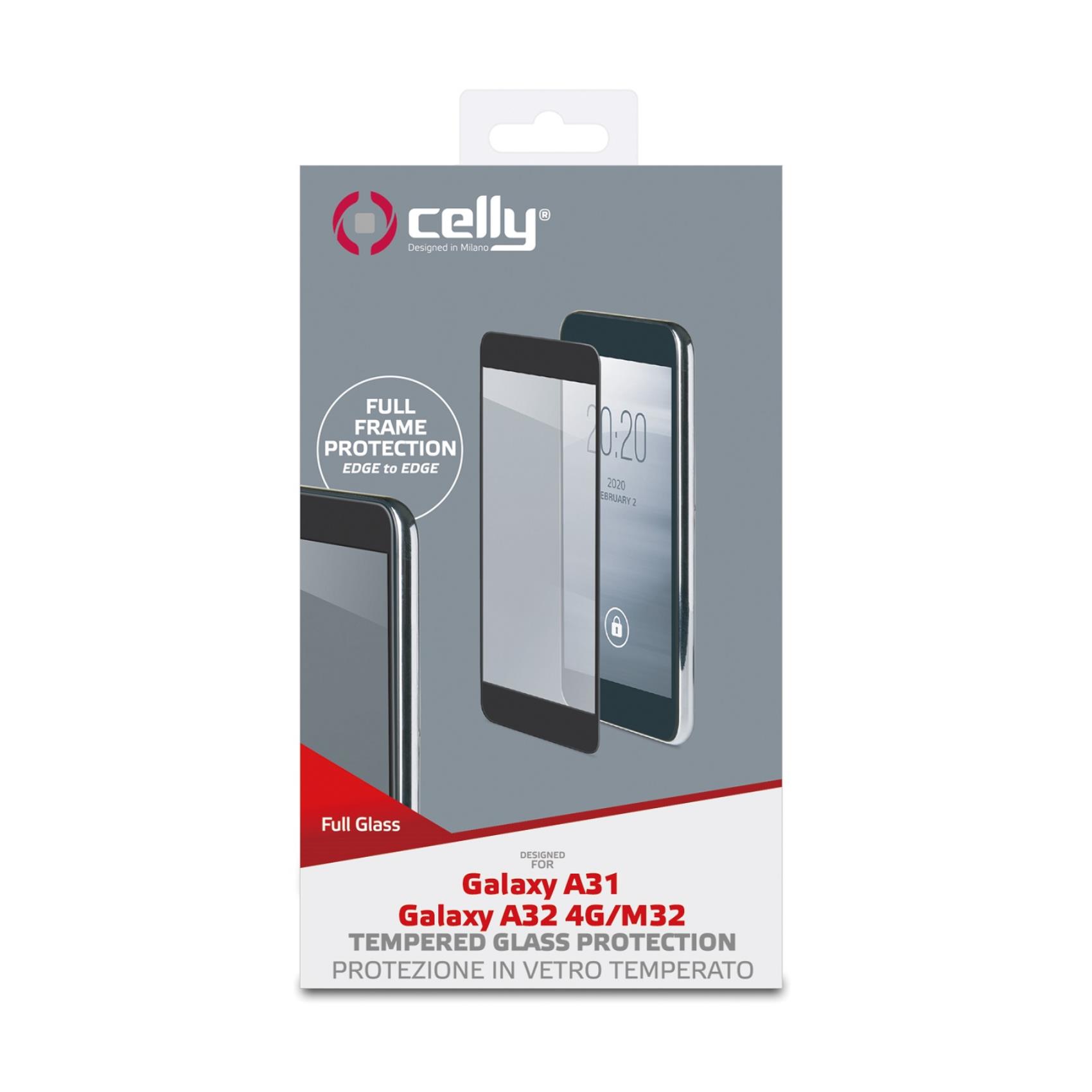 FULLGLASS - Vetro 9H con bordo colorato nero compatibile con Samsung Galaxy A31/ A32 4G/ A32 4G EE/ M32 4G/ A33 5G/ A33 5G EE/ A22 4G 3