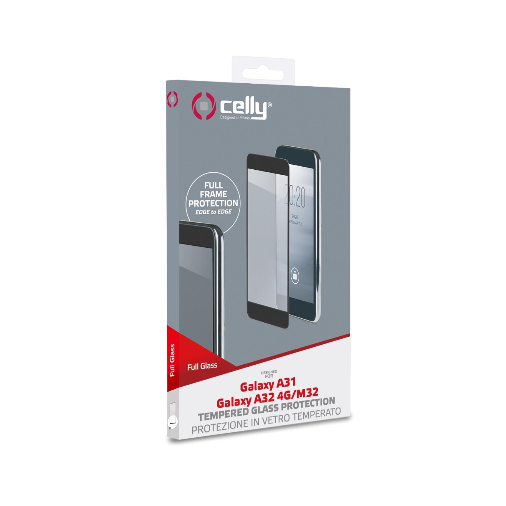 FULLGLASS - Vetro 9H con bordo colorato nero compatibile con Samsung Galaxy A31/ A32 4G/ A32 4G EE/ M32 4G/ A33 5G/ A33 5G EE/ A22 4G 4