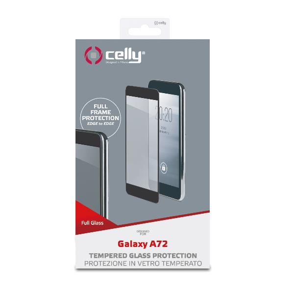 FULLGLASS - Vetro 9H con bordo colorato nero compatibile con Samsung Galaxy A72 5G/ A72 4G/ A73 5G 2