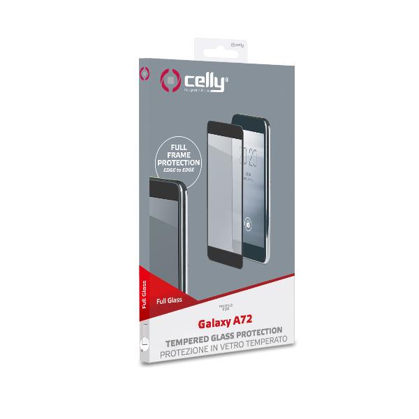 FULLGLASS - Vetro 9H con bordo colorato nero compatibile con Samsung Galaxy A72 5G/ A72 4G/ A73 5G 4